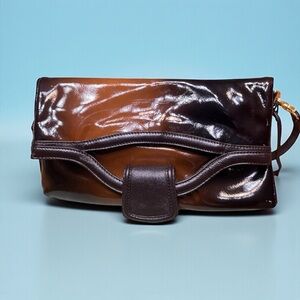 Elliott Lucca Gold and Brown Leather Clutch